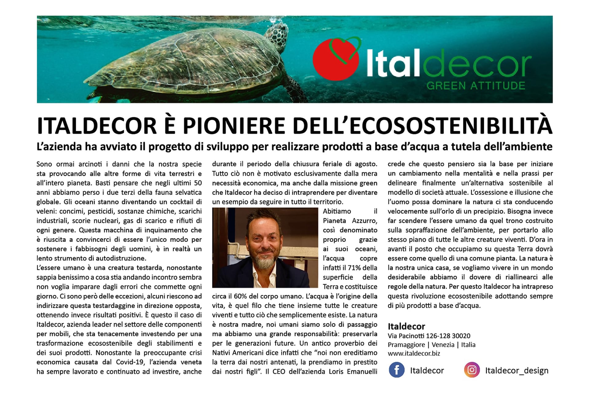 Italdecor venetia communication press advertorial